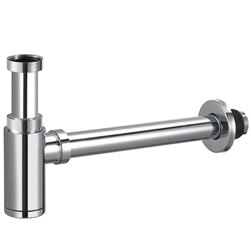 Tubo de drenaje de pared de drenaje de lavabo con filtro desodorizante, botella de lavabo de acero inoxidable 304, desodorante, olla de aislamiento de aire, tubo de drenaje curvo P