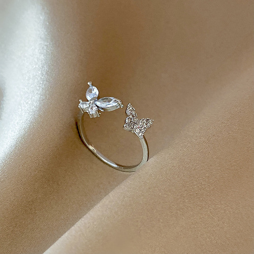 Super fairy open adjustable ring for women Korean Dongdaemun cold wind butterfly index finger ring ring cold wind tail ring