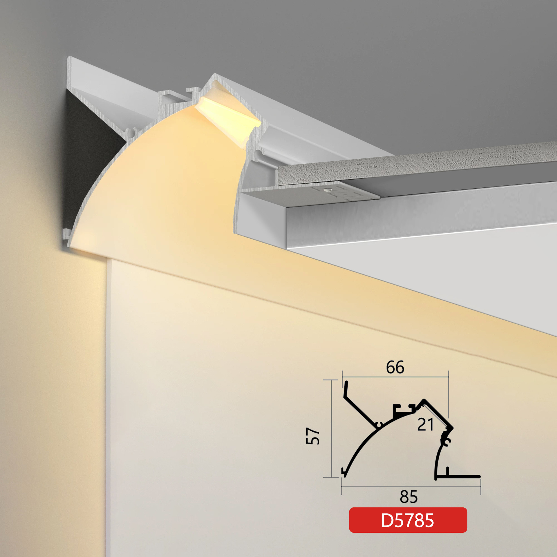 Suspensión de la ranura de la lámpara reflectante sin techo, instalación abierta, lámpara de lavado de pared, lámpara de retorno de luz, lámpara de línea de línea de Yeso de perfil de ranura de aluminio enterrada previamente image 6