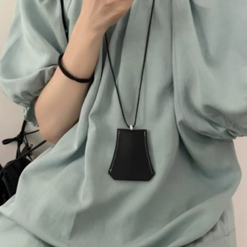 Neck strap earphone bag, glasses clip, multi-functional PU leather glasses case, outdoor portable hat, glasses and necklace storage