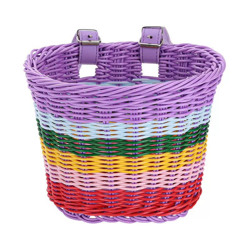 大唛仿藤自行车车筐手工编织复古车篓平衡车车滑板车遛娃前筐配件