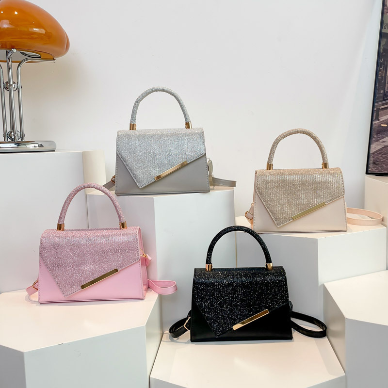 Niche Design Small Square Handbag for Women 2025 Summer New Fashion Artistic Shiny Diamond Shoulder Bag Stylish Crossbody Bag