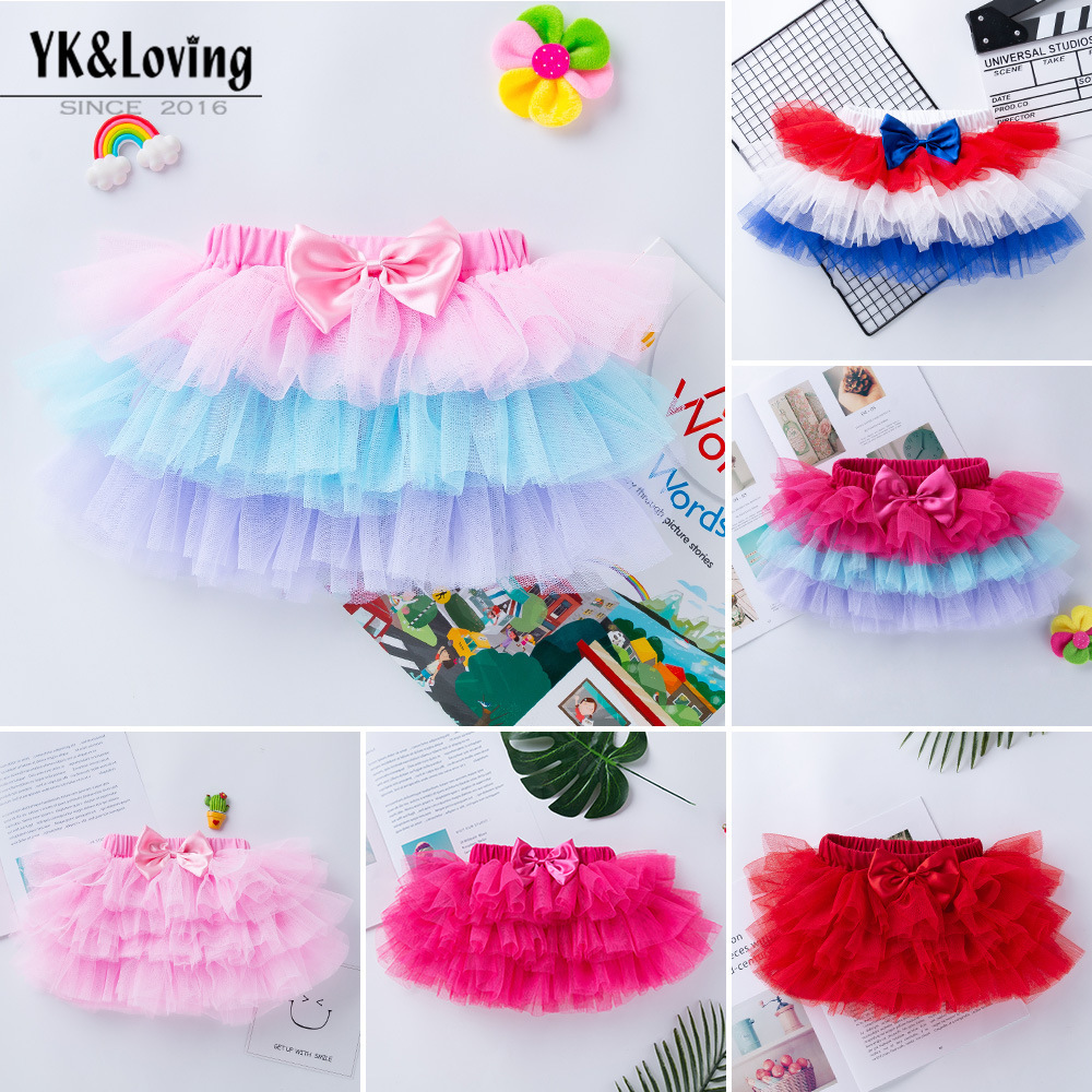 Bebé vestido de verano de dos colores sólidos vestido de seis capas 0 - 2 años vestido de bebé vestido de princesa al por mayor