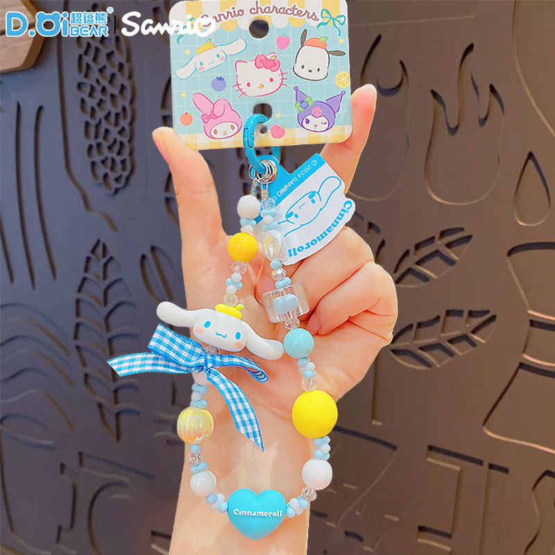 正版三丽鸥格纹草莓系列钥匙扣HelloKitty库洛米玩偶可爱包包挂饰|undefined