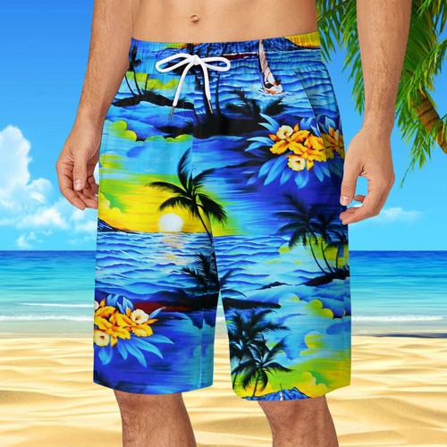 Men's Summer Beach Shorts with 3D Digital Printing for Sports, Casual, and Vacation