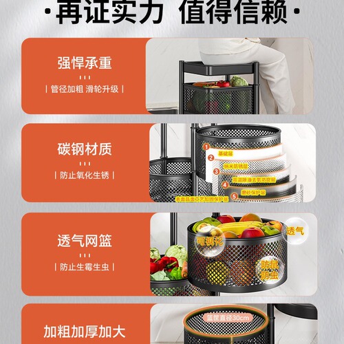 Light luxury floor-standing multi-layer cosmetics storage rack, dressing table under-table rotating storage rack, perfume and skin care product organizing rack