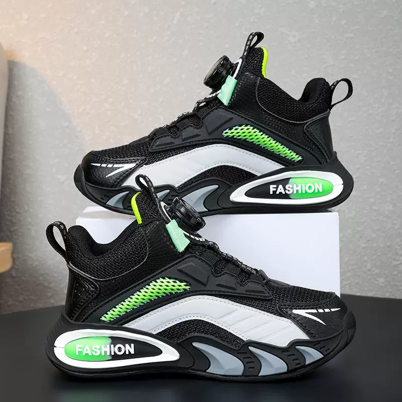 Детская хлопчатобумажная обувь для мальчиков 2024 зима новая бархатная обувь папы вращающаяся пряжка мальчик хлопок спортивная обувь детская осень-зима