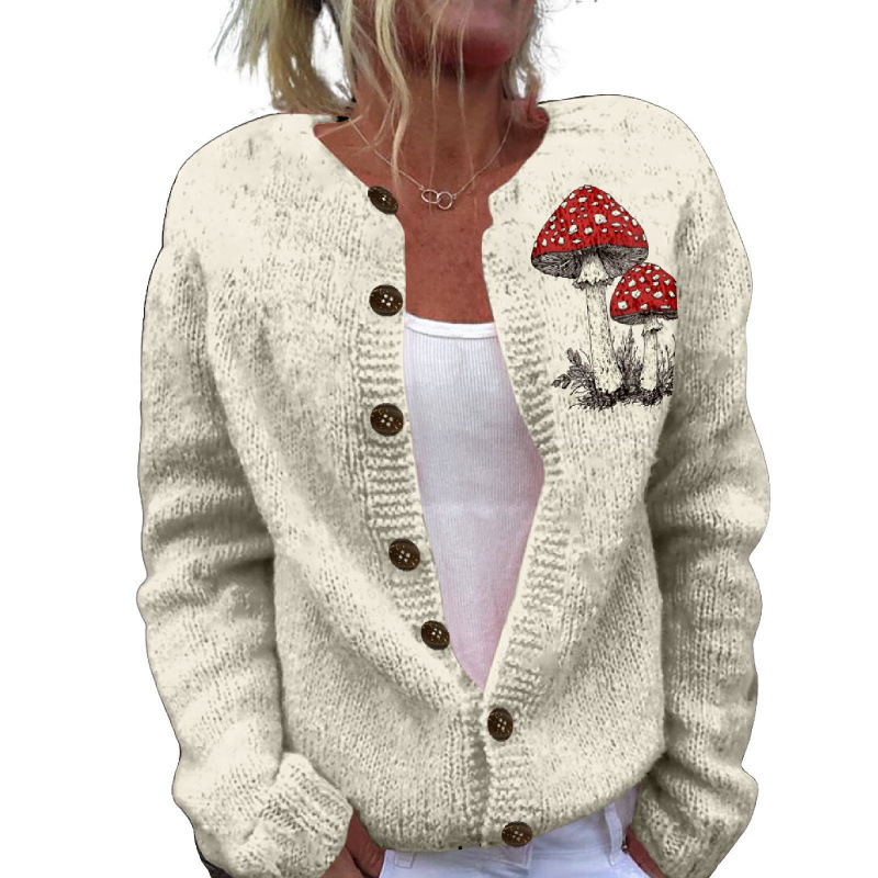 Foreign Trade Cross-Border 2025 Amazon Independent Station Spring New 3D Printed Fashion Casual Loose Cardigan Sweater for Women