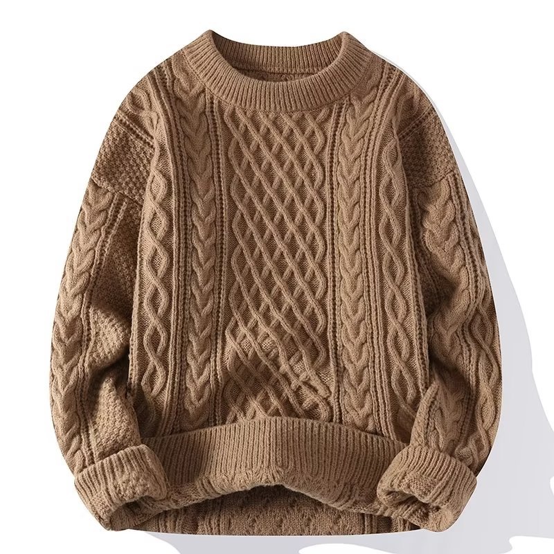 Men's clothing All match round neck knitted sweater for men loose striped bottoming shirt, inner wear, temperament_voghion.com