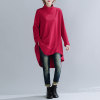 Asymmetrical demi-season sweatshirt, warm dress with sleeves, oversize, A-line, long sleeve