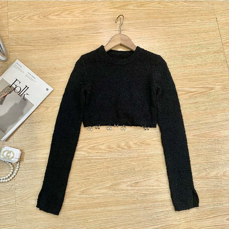 Knitted spring summer black sweater, (Physicals), 2022