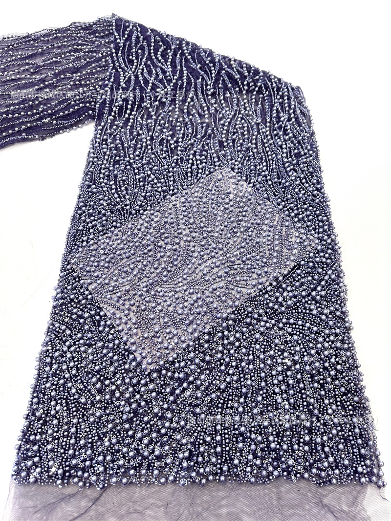 Industria pesada de moda Gao Ding vestido de boda tela tubo de perlas bordado vidrio de bolsas de perlas de comercio exterior transfronterizo LACE