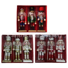 现货木质15cm胡桃夹子圣诞礼品挂件彩绘胡桃人士兵木偶跨境热销