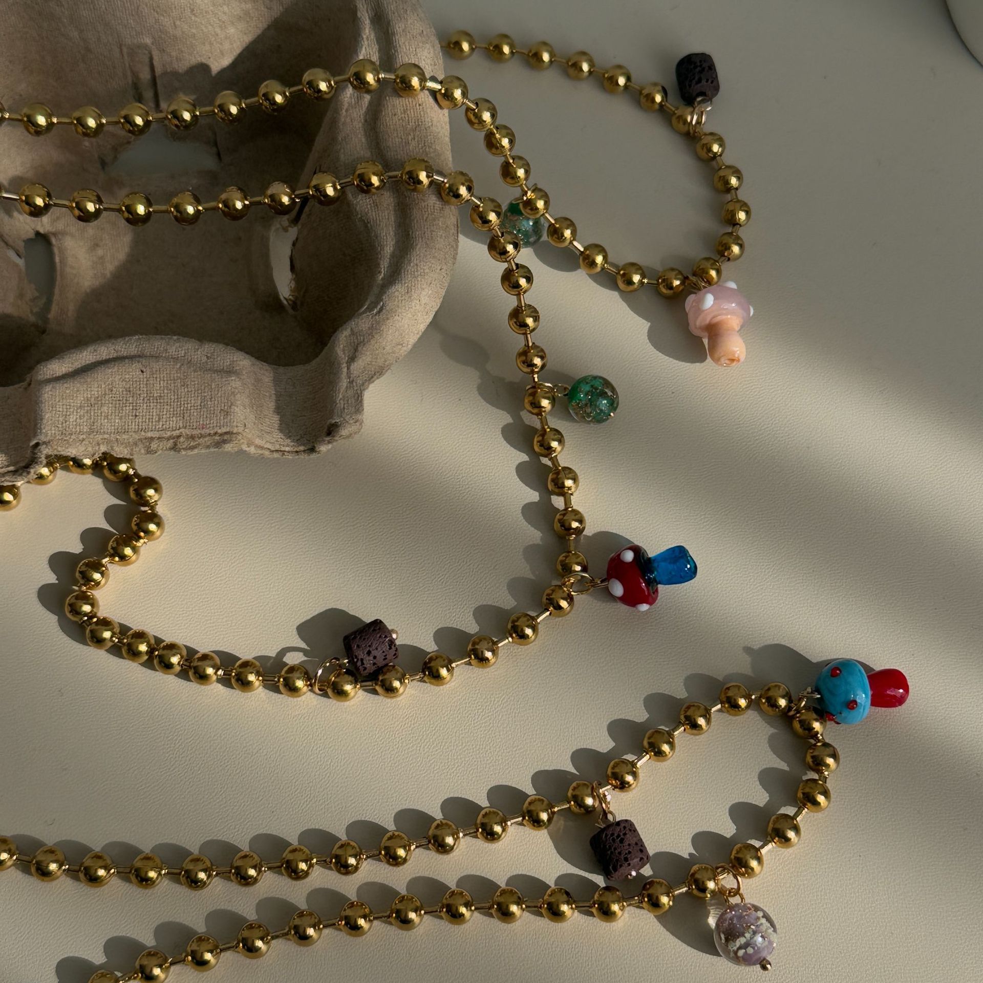18g Weight glass Pendant Material Pendant Necklace Classification Titanium Steel Chain Material ball chain Chain Type 1 Piece Quantity Holiday, Daily, Selfie Occasion Titanium Steel Material Mushroom Pattern Women's Gender Plating Design Casual, Elegant, Lady Style Wholesale Jewelry Casual Elegant Lady Mushroom Titanium Steel Plating Pendant Necklace Ball Chain 3