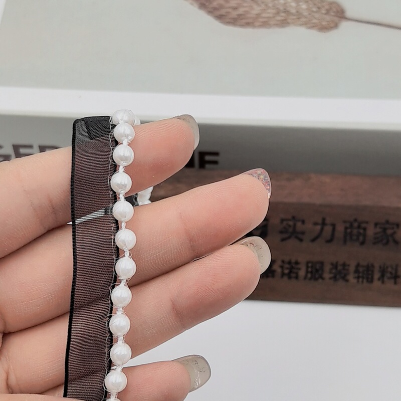 ワイヤードパールエッジウェビング 4cm 5cm 6cm 8cm 黒と白の既製ヘアアクセサリー、子供服、婦人服、レースアクセサリー|undefined