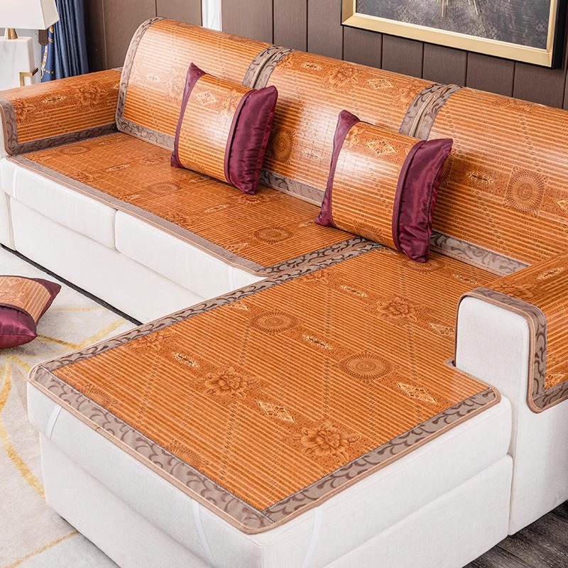 Estera de bambú cojín de sofá cojín de verano 2025 nueva sensación fría simple y moderna funda de sofá antideslizante tela de cubierta