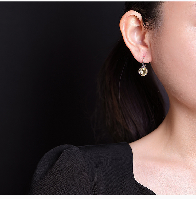 Bông tai bạc S925 đính đá thạch anh tím citrine họa tiết đường cỏ hình học phong cách retro — Mô hình Citrine chi tiết 6