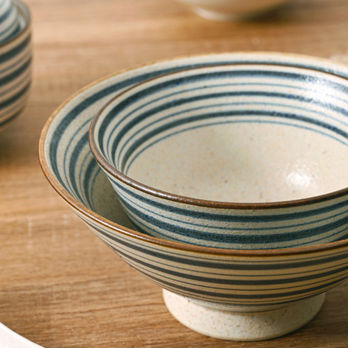 Set of Western-style ceramic tableware for rice bowl and round plate, suitable for Japanese home use, one-person eating bowl and plate series