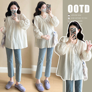 Real shot in stock spring new Korean-style versatile slim belly-covering top