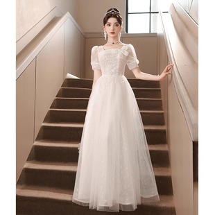 White evening dress for women 2024 new high-grade princess style student day adult ceremony art exam graduation Spring