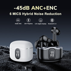 ガーディス M18 外部ディスプレイ搭載 ワイヤレス Bluetooth ヘッドホン ノイズキャンセリング ハイブリッドフィードバック ANC+ENC セミインイヤー型 6マイクノイズキャンセリング