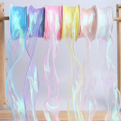 4cmのまぶしい魚の尾の糸のメーカーの卸売りの手作りのDIYのカラーのリボンは生花の贈り物の箱の包装の幻のリボンを巻きます。