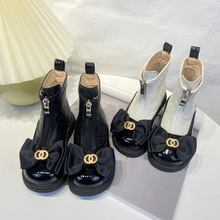 女童靴子秋冬加绒单靴厚底儿童公主时装女孩短靴大童小香风马丁靴