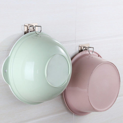 Stainless steel washbasin shelf wall strong hook bathroom sticky hook bathroom wall punch-free washbasin storage