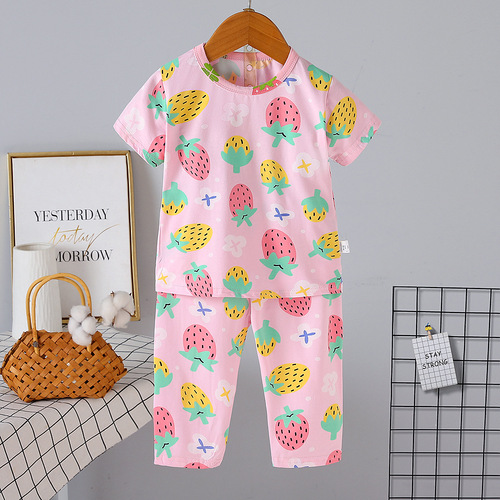 Pajamas summer thin set for boys and girls, children, babies, breathable home clothes sleepwear cotton set home clothes