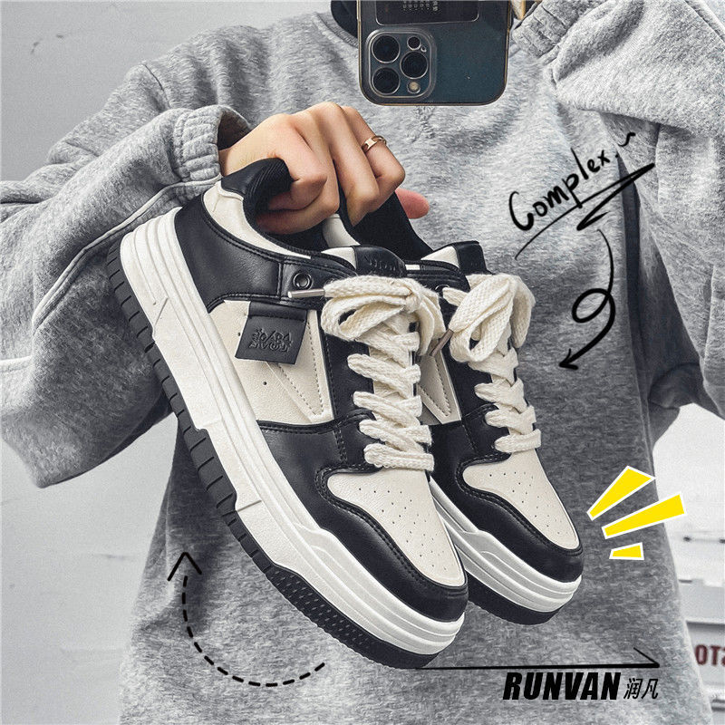 Zapatos de skate de invierno para hombres zapatos de moda casuales marca de moda negro y blanco nicho de diseño panda zapatos de skate ultraligeros y gruesos dunk
