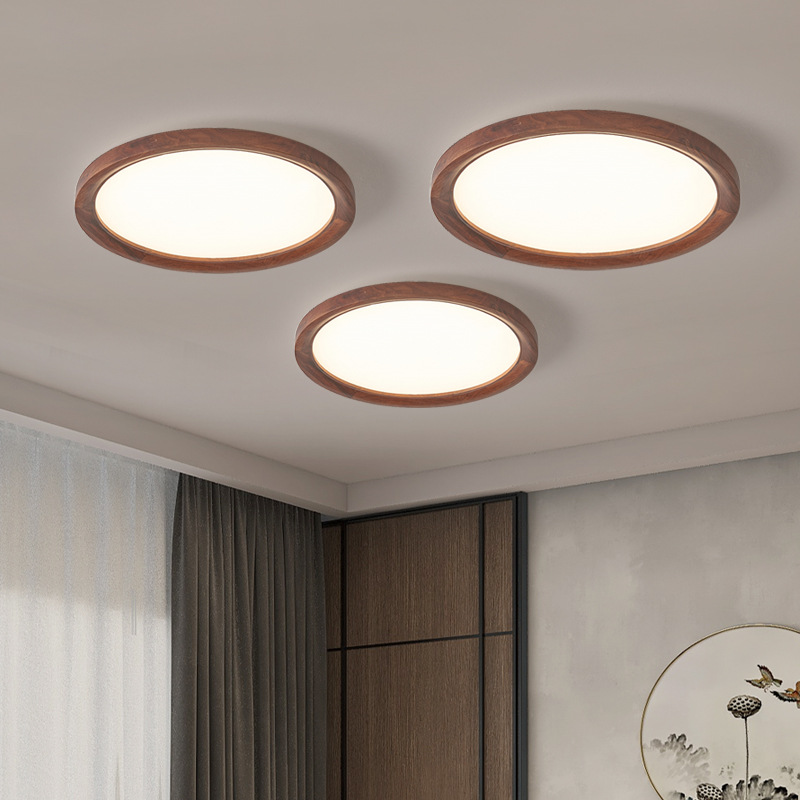 2025新款黑胡桃新中式极简原木护眼全光谱卧室客餐厅亚克力吸顶灯