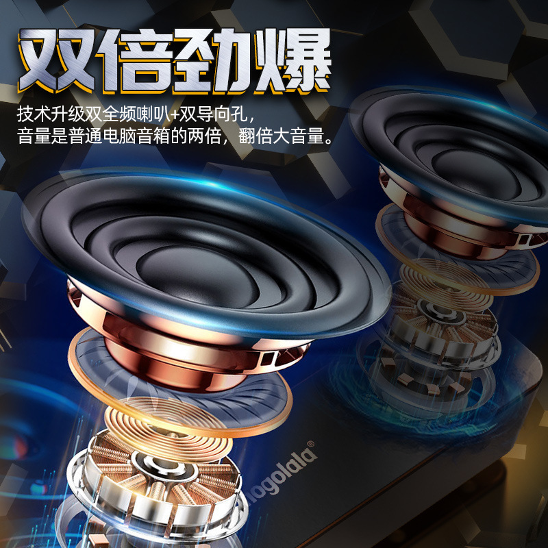 パソコンの音響の大きい音量のデスクトップの家庭用ノートパソコンの小さいスピーカーの重いサブウーファのusb有線はスピーカーを接続します。|undefined
