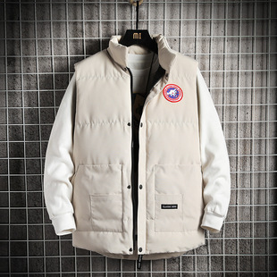 2025 New Men's Autumn and Winter Vest Cotton Vest Youth Korean Style Warm and Fashionable Sleeveless Slim Vest