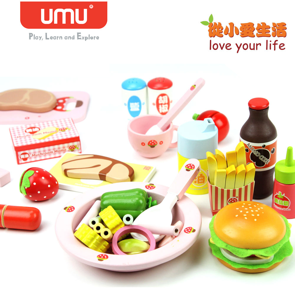 Pastelería de madera brunch juguete frutas y verduras corte imán corte jugar casa chica cocina juguete
