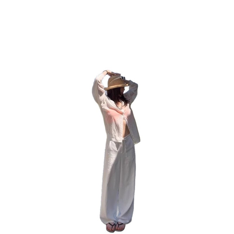 女性用クールテンセルパンツ 2025 夏の新スタイル軽くて通気性のあるストレートパンツヘリンボーン柄ドレープ多用途ワイドレッグパンツトレンディ|undefined