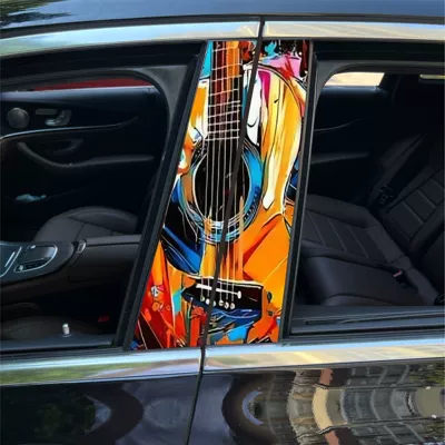 Car center pillar sticker A pillar | Body sticker - guitar-1-pair-of-driver-and-co-pilot