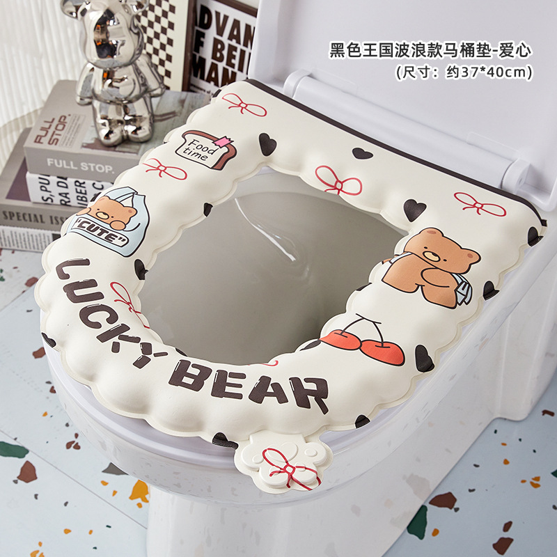 Cojín de inodoro impermeable de dibujos animados eva suave y engrosado estilo ondulado cojín de inodoro desechable pegatinas de inodoro para el hogar Four Seasons Universal