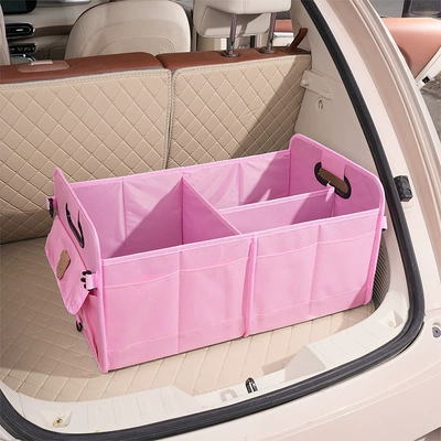 Oxford Cloth Large Capacity – Car storage bag/box - trunk-storage-bag-pink-with-bear-head-sticker