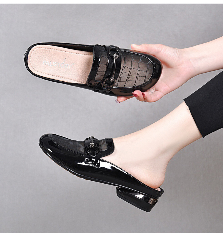 Giày lười nữ bít mũi lưới phong cách Anh đế bệt — Màu đen chi tiết 14