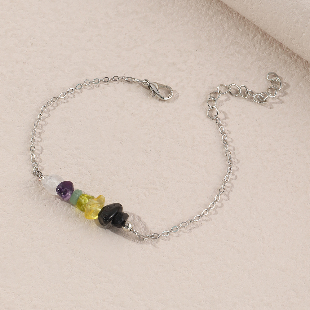 fashion simple creative colorful crystal stone crushed stone bracelet