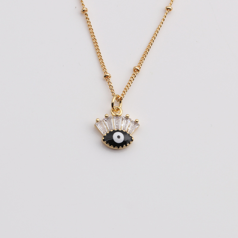 Copper zircon necklace micro-inlaid zircon multicolor blue eye pendant necklace