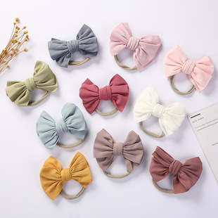 Cross-border new children's super soft nylon headband hair accessories ins pit cotton hand bow baby hair band