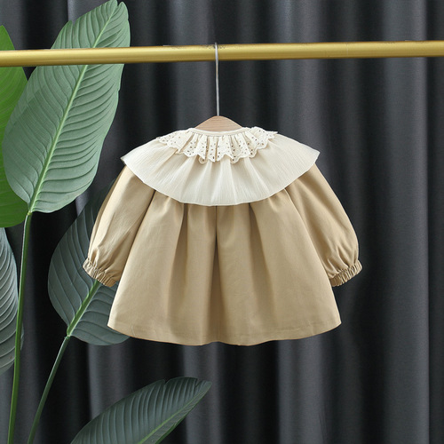 Children's Fashion  New Girl's Coat Spring and Autumn Season Children's Girl Baby Petal Collar Trench Coat Top Little Girl Autumn Outfit
