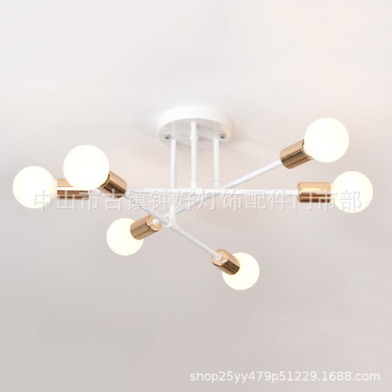 Lámpara de techo nórdica de seis focos, diseño industrial moderno para dormitorio, comedor o tienda