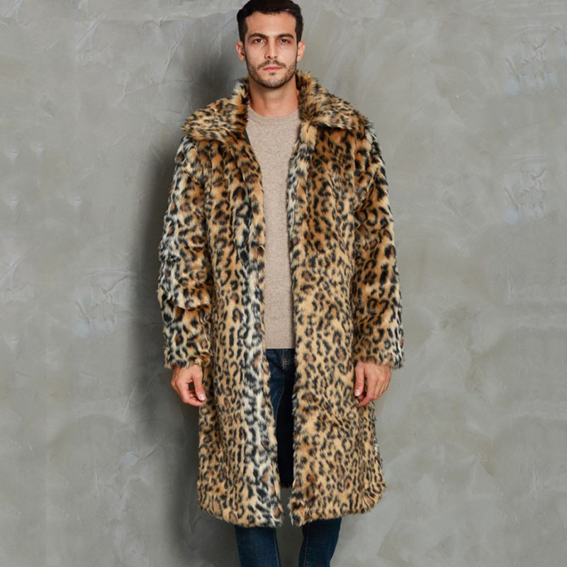 Herrenbekleidung Schwarz-Weiß-Spleißen Herrenpelzmantel Winter neuer Stil warme Mode lange Pelzwindjacke Herrenmantel_voghion.com