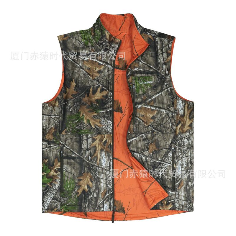 Autumn and Winter Double-Sided Thickened Warm Hunting Vest Cardigan Zipper Anti-Static Wear-Resistant Jacket Men's Windproof and Waterproof M20
