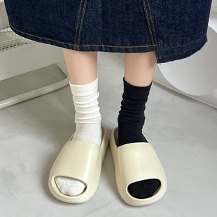 Japanese Style White Stocking Women's Simple Cotton Mid-length Socks Cotton Ins Fashionable Summer Thin Stacking Socks