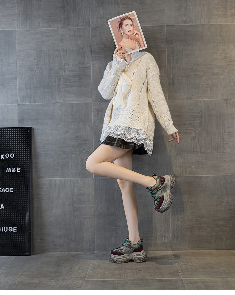 Giày sneaker nữ chunky đế dày phong cách retro, tăng chiều cao, phối màu vintage — Cam 5021, Xanh dương 5021, Tím 5021 chi tiết 17