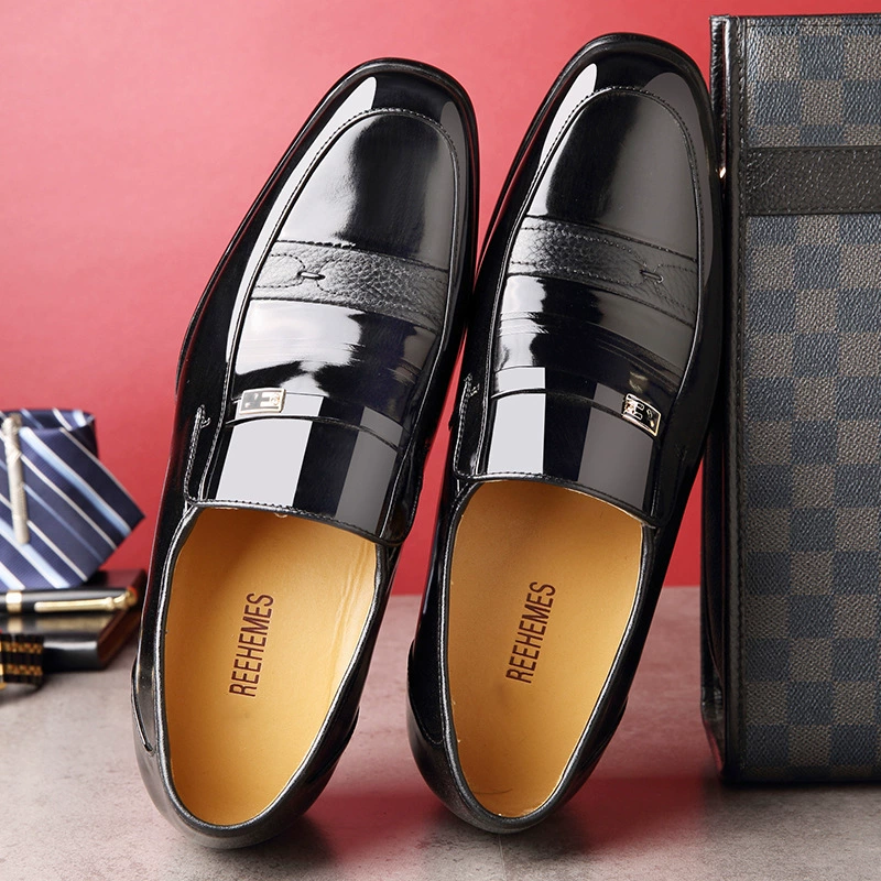 REEHEMES деловые кожаные туфли небольшого размера, деловые мужские кожаные туфли с внутренней подкладкой, мужские туфли из яркой кожи из натуральной воловьей кожи, 6 см, 830