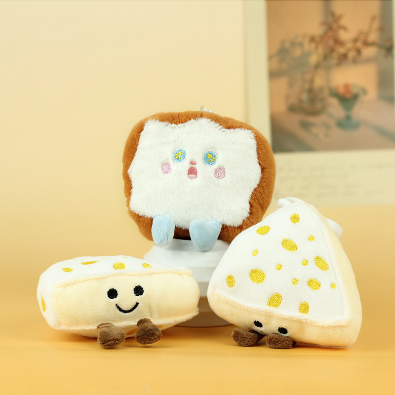 Celebridades de Internet lindo y lindo colgante de pan pequeño juguete de peluche muñeca tostada bolso colgante llavero muñeca de trapo